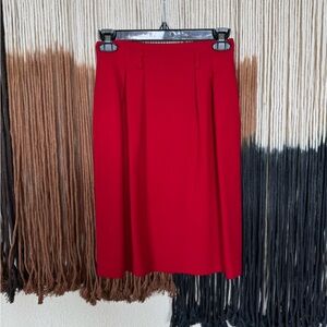 Red Jones New York wool midi skirt and matching red wool blazer